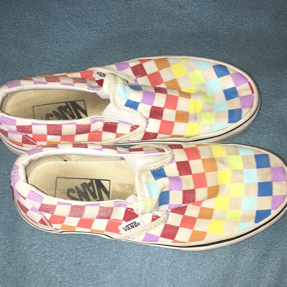 Rainbow checkered vans.